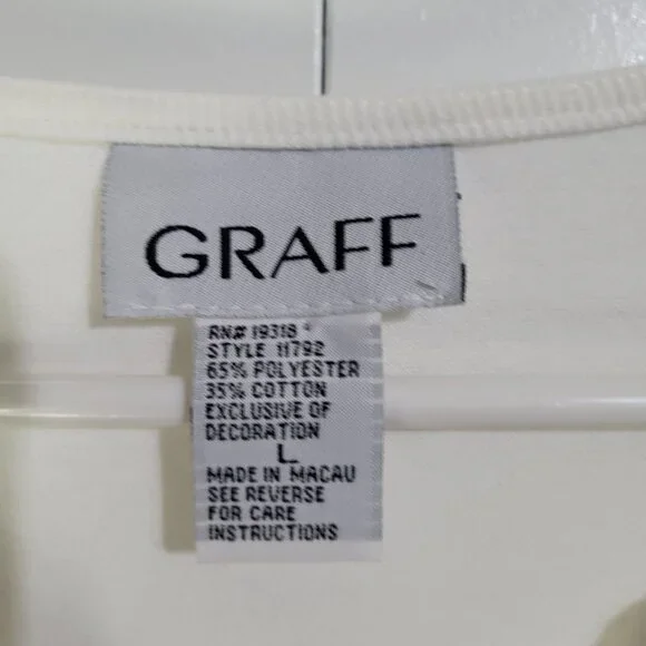 VTG Women's SZ LG Graff Knit Scalloped Pearl Button Top Blouse Floral Grandma - Picture 5 of 9